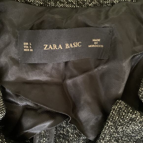 NWT ZARA GLEN 534 WOMEN'S BLACK & WHITE OPEN FRONT WOOL JACKET W/POCKETS LARGE - Picture 4 of 9